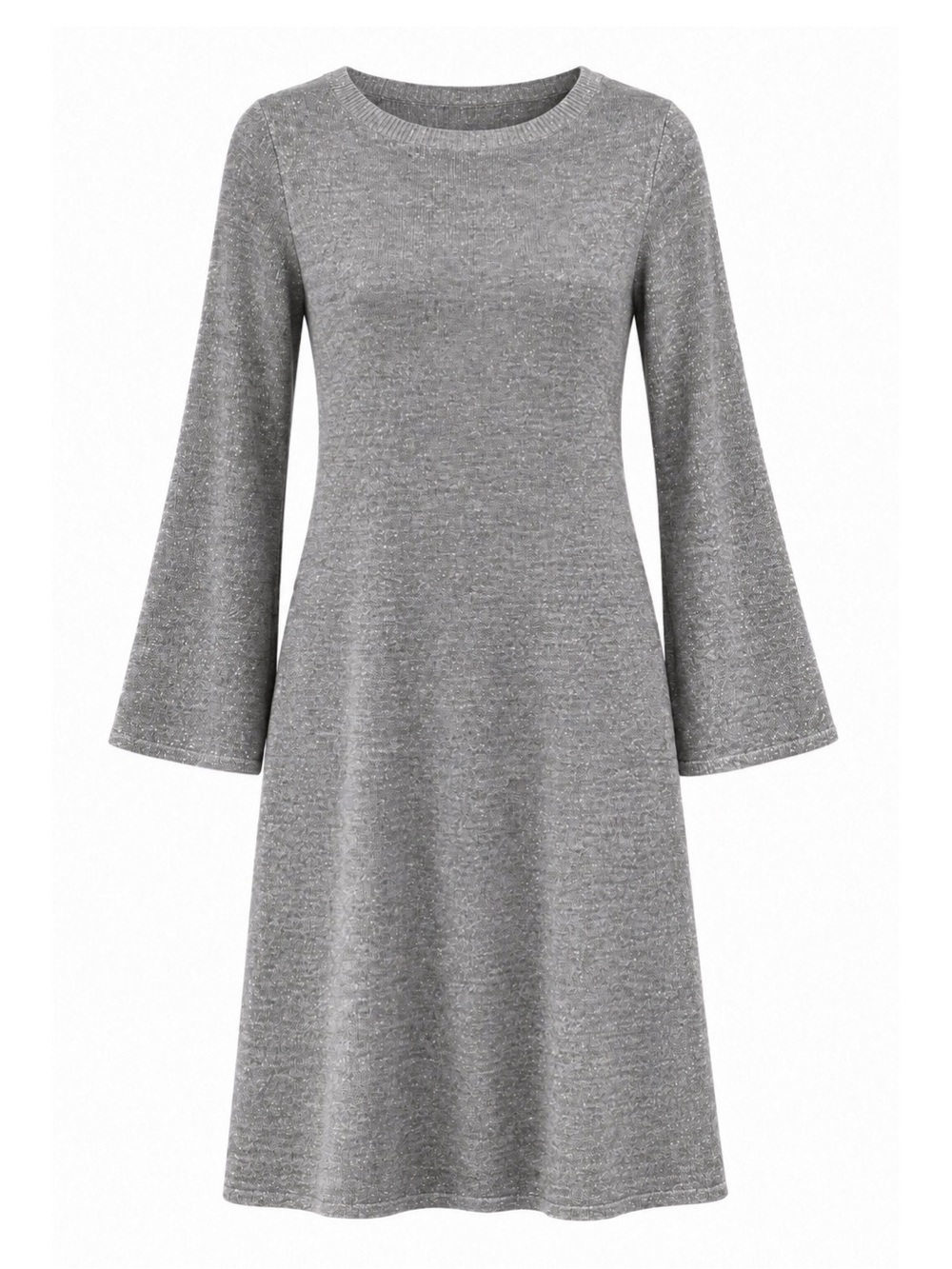 NWT Michael Kors Gray Long Sleeve Crewneck Bell Sleeve Holiday Dress Size XS/2